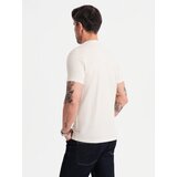 Ombre Men's t-shirt with button neckline and suede trim - white | shoptok.hr