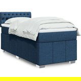 vidaXL Box spring postelja z vzmetnico modra 90x200 cm blago | Shoptok.si