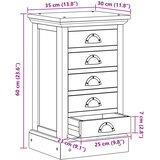  Komoda s ladicama Prirodna 35 x 30 x 60 cm Čvrsto teak drvo | shoptok.hr