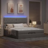  Otomanski okvir kreveta s madracima smeđesivi 200x200cm tkanine | shoptok.hr