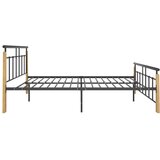 Kovina Posteljni okvir kovina in trdna hrastovina 140x200 cm | Shoptok.si