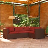 Maison Chic Seti vrtnega pohištva - Vrtna garnitura - Vrtni pohištvo set z blazinami 4-delna poli ratan rjava, (21797969) | Shoptok.si