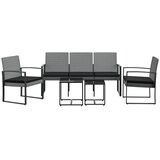  5-dijelni vrtni blagovaonski set s jastucima tamnosivi PP ratan | shoptok.hr