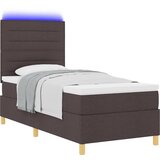 vidaXL Box Spring Krevet s Dušekom &amp LED Tamnosmeđi 80x200 cm Tkanina | shoptok.hr