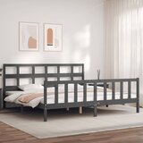 vidaXL Posteljni okvir z vzglavjem siv 6FT trden les | Shoptok.si