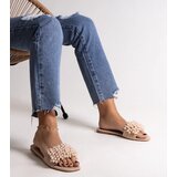 Gemre Beige flip-flops decorated with beads Atiyene | Shoptok.si