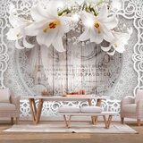 Samoljepljiva foto tapeta - Lilies and Wooden Background 294x210 Cijene