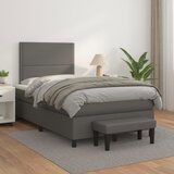  The Living Store Box spring postelja z vzmetnico siv 120x200 cm umetno usnje - Box Spring Postelja, (21516603) Cene