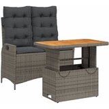  2-dijelni vrtni blagovaonski set s jastucima sivi od poliratana Siva 90 cm table length | shoptok.hr