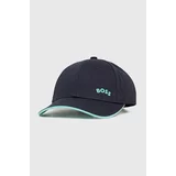 Boss pamučna kapa sa šiltom GREEN boja: tamno plava, s tiskom