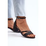 VINCEZA Black Low Heel Women's Glitter Sandals Ploemis | ePonuda.com