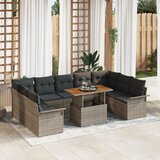 vidaXL set sofe u vrtu Set od 10 dijelova Siva Ratan, Poliester Cijene