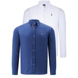 Dewberry DUAL SET G674 MENS SHIRTS-WHITE-INDIGO Cijene