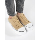 Shelvt Beige women's sneakers with a thick sole | shoptok.hr