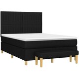  Box spring postelja z vzmetnico črna 140x200 cm blago | Shoptok.si