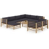 Maison Chic Seti vrtnega pohištva - Vrtna garnitura s temno sivimi blazinami 10-delna bambus, (21796558) | Shoptok.si