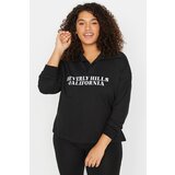 Trendyol Curve Plus Size Sweatshirt - Black - Relaxed Cene