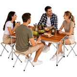  Set kamperskog namještaja, sklopivi stol, 4 stolice, drveni kofer | shoptok.hr