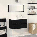 vidaXL Kopalniška omarica z vgrajenim umivalnikom Črni hrast Inženirski les, Kopalniška omarica Črni hrast 80x38.5x45 cm Inženirski les | Shoptok.si