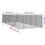 vidaXL Vanjski kavez za pse srebrni 4 x 12 x 2 m od pocinčanog čelika | shoptok.hr
