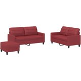  3-dijelni set sofa s jastucima boja vina od umjetne kože | shoptok.hr
