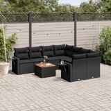 Maison Chic Seti vrtnega pohištva - Vrtna garnitura - Vrtni pohištvo set 9-delna z blazinami črn poli ratan, (21805012) | Shoptok.si