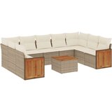  10-dijelni set vrtnih sofa s jastucima bež od poliratana | shoptok.hr