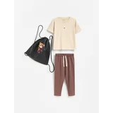 BABIES` T-SHIRT, TROUSERS & BAG - boja mahagonija