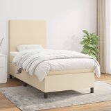 Krevet s oprugama i madracem krem 90 x 190 cm od tkanine Cijene