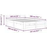  Posteljni okvir iz trdne borovine 160x200 cm, (20645887) | Shoptok.si