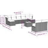  10-dijelni set vrtnih sofa s jastucima crni od poliratana | shoptok.hr
