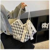 INF Elegantna platnena torba za ženske White, (21692232) Cene