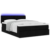  Otomanski krevet s madracem i LED crni 140x190 cm tkanine | Eponuda.ba