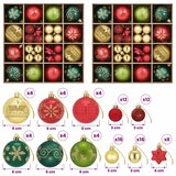  Set božićnih kuglica 88 kom. Crvena zlatna i zelena Ø 6 cm - Crvena/zlatna/zelena | shoptok.hr