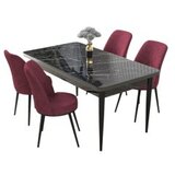 Hanah home set trpezarijski sto i 4 stolice nil black marble burgundy Cene