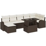 vidaXL 8-dijelni vrtni set sofa s jastučićima smeđa poli ratan, 2-osjedna vrtna sofa s pohranom i jastučićima smeđa poli ratan Cijene