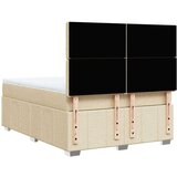 vidaXL Box spring postelja z vzmetnico krem 140x200 cm blago | Shoptok.si