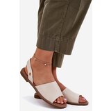 EVENTO Women's sandals on flat heel eco leather beige Dereka | Shoptok.si
