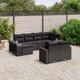  10-dijelni set vrtnih sofa s jastucima crni od poliratana | shoptok.hr