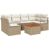 vidaXL 7 Dijelni Vrtni Sofa Set s Jastucima Bež Poli Ratan Akacije, Dvosjed Vrtna Sofa s Jastucima Bež Poli Ratan Cijene