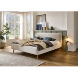 Meise Möbel Kremno bela oblazinjena zakonska postelja s prostorom za shranjevanje z letvenim dnom 160x200 cm Mattis – | Shoptok.si