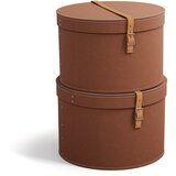Bigso Rjave kartonaste škatle za shranjevanje v kompletu 2 ks s pokrovom/dekorativne ø 37,5x25 cm Rut Restore Paper Laminate – | Shoptok.si