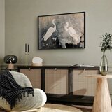  Plakat - Herons and Cherry Blossom - oriental-style illustration depicting birds 60x40 Crni okvir | shoptok.hr