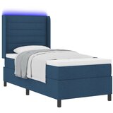 vidaXL Box Spring Postelja z Mattresom in LED Modra 100x200 cm Tkanina, (22050087) | Shoptok.si