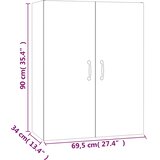 Viseći ormarić bijeli 69,5 x 34 x 90 cm od konstruiranog drva | shoptok.hr