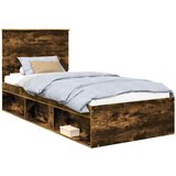 vidaXL Konstrukcija postelje z vzglavjem Dimljeni oreh 90 x 200 cm, (5000103879) | Shoptok.si