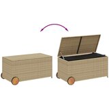  Škatla za shranjevanje s kolesi mešano bež 190L PE ratan | Shoptok.si