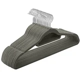 Žametni obešalniki, komplet 20 obešalnikov za plašče, nedrseči, z vrvico in 360° vrtljivim kavljem, prihranek prostora, debelina 0,6 cm, dolžina 43,5 cm, za obleke, sivi CRF20V, (21298202)