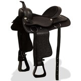 vidaXL Western sedlo, uzda in oprsnica pravo usnje 17" črne barve | Shoptok.si