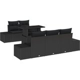 vidaXL 6-delni vrtni kavč set z blazinami Črn Poli Ratan, (22091186) | Shoptok.si